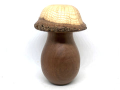 LV-5526  Walnut & Live Oak Wooden Mushroom Secret Compartment, Pill Box, Jewelry Box-THREADED