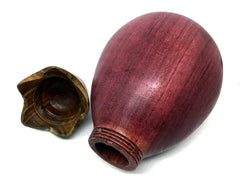 LV-5574 Purpleheart & Verawood Eggplant Threaded Box, Jewelry Box, Tea Caddy-SCREW CAP