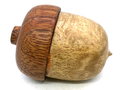 LV-5586 Asian Satinwood Burl & Red Zebrawood  Acorn Jewelry, Ring Box, Pill Box-SCREW CAP