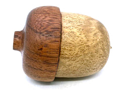 LV-5586 Asian Satinwood Burl & Red Zebrawood  Acorn Jewelry, Ring Box, Pill Box-SCREW CAP