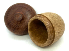 LV-5586 Asian Satinwood Burl & Red Zebrawood  Acorn Jewelry, Ring Box, Pill Box-SCREW CAP