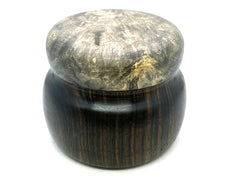 LV-5596  Buckeye Burl & Mun Ebony Threaded Container, Jewelry Box, Lidded Jar