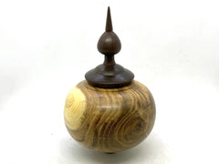 LV-5614 Black Locust with Leadwood Hand Turned Vessel, Hollow Form, Threaded Cap