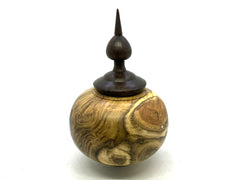 LV-5614 Black Locust with Leadwood Hand Turned Vessel, Hollow Form, Threaded Cap