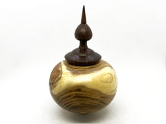 LV-5614 Black Locust with Leadwood Hand Turned Vessel, Hollow Form, Threaded Cap