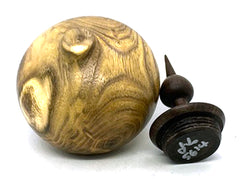 LV-5614 Black Locust with Leadwood Hand Turned Vessel, Hollow Form, Threaded Cap