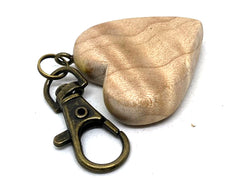 LV-5622 Curly Sugar Maple Wooden Heart Shaped Charm, Keychain, Wedding Favor-HAND CARVED