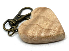 LV-5622 Curly Sugar Maple Wooden Heart Shaped Charm, Keychain, Wedding Favor-HAND CARVED