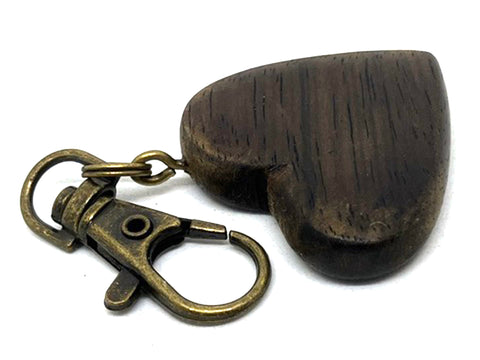 LV-5625  Asian Ebony Wooden Heart Shaped Charm, Keychain, Unique Hand Made