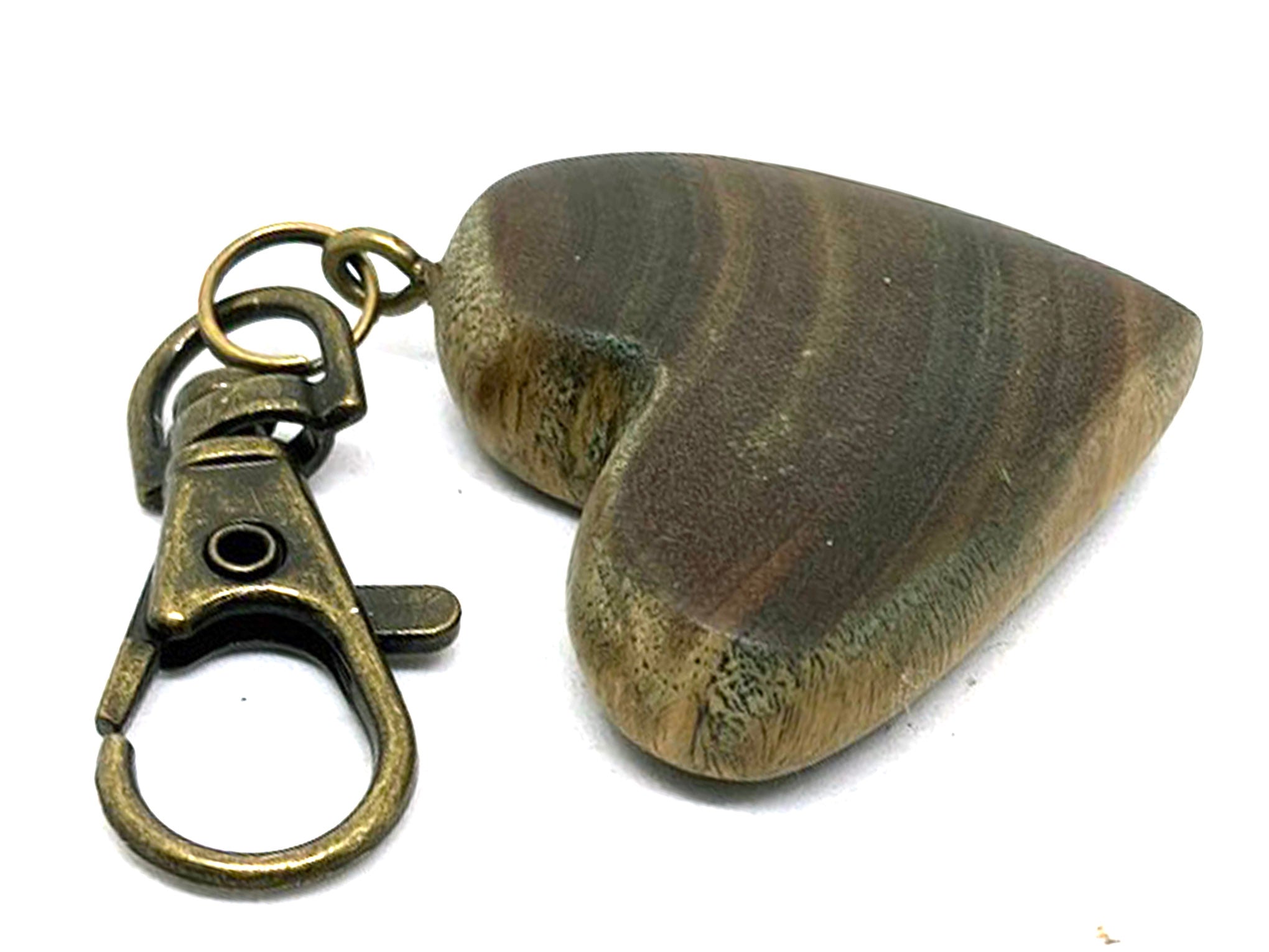 LV-5634 True Lignum Vitae Wooden Heart Shaped Charm, Keychain, Wedding Favor-HAND CARVED
