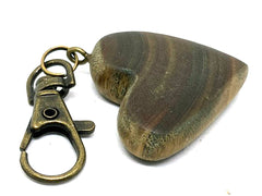 LV-5634 True Lignum Vitae Wooden Heart Shaped Charm, Keychain, Wedding Favor-HAND CARVED