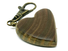 LV-5634 True Lignum Vitae Wooden Heart Shaped Charm, Keychain, Wedding Favor-HAND CARVED