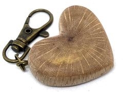 LV-5641 Coast Live Oak Wooden Heart Charm, Keychain, Wedding Favor-HAND CARVED