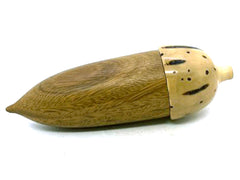 LV-5646 Verawood & Raphia Nut Acorn Threaded Box, Pill Holder, Needle Case-SCREW CAP