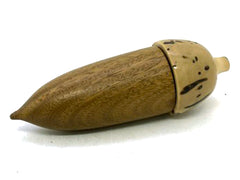 LV-5646 Verawood & Raphia Nut Acorn Threaded Box, Pill Holder, Needle Case-SCREW CAP