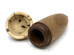 LV-5646 Verawood & Raphia Nut Acorn Threaded Box, Pill Holder, Needle Case-SCREW CAP