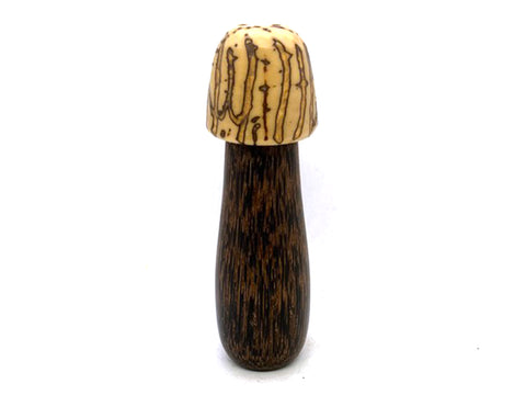 LV-5649  Raffia Palm Nut with Black Palm Mushroom Pill Holder, Needlecase-THREADED
