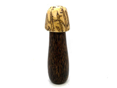 LV-5649  Raffia Palm Nut with Black Palm Mushroom Pill Holder, Needlecase-THREADED
