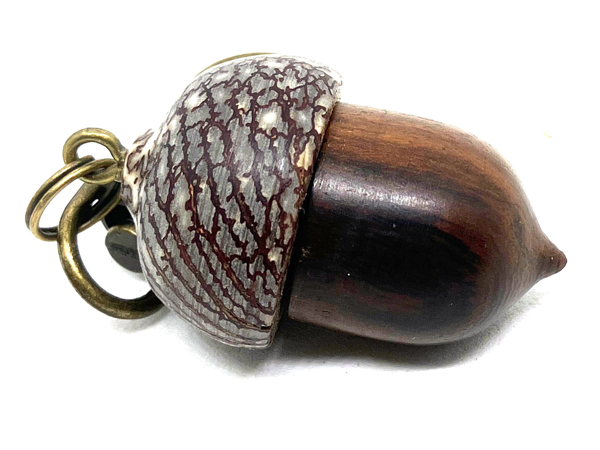 LV-5654 Desert Ironwood & Betelnut Acorn Pendant Box, Charm, Pill Holder-SCREW CAP