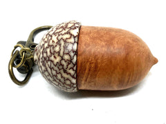LV-5655  Turkish Briar Burl & Betelnut  Acorn Box, Pill Holder, Compartment Pendant-SCREW CAP