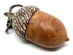 LV-5655  Turkish Briar Burl & Betelnut  Acorn Box, Pill Holder, Compartment Pendant-SCREW CAP