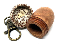LV-5655  Turkish Briar Burl & Betelnut  Acorn Box, Pill Holder, Compartment Pendant-SCREW CAP