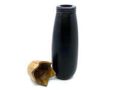 LV-5661  African Blackwood & Verawood Eggplant Threaded Box, Needle Case, Jewelry Box-SCREW CAP