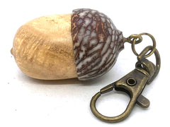 LV-5667 Osage Orange Burl & Betel Nut Acorn Pendant Box, Keychain, Pill Fob-SCREW CAP