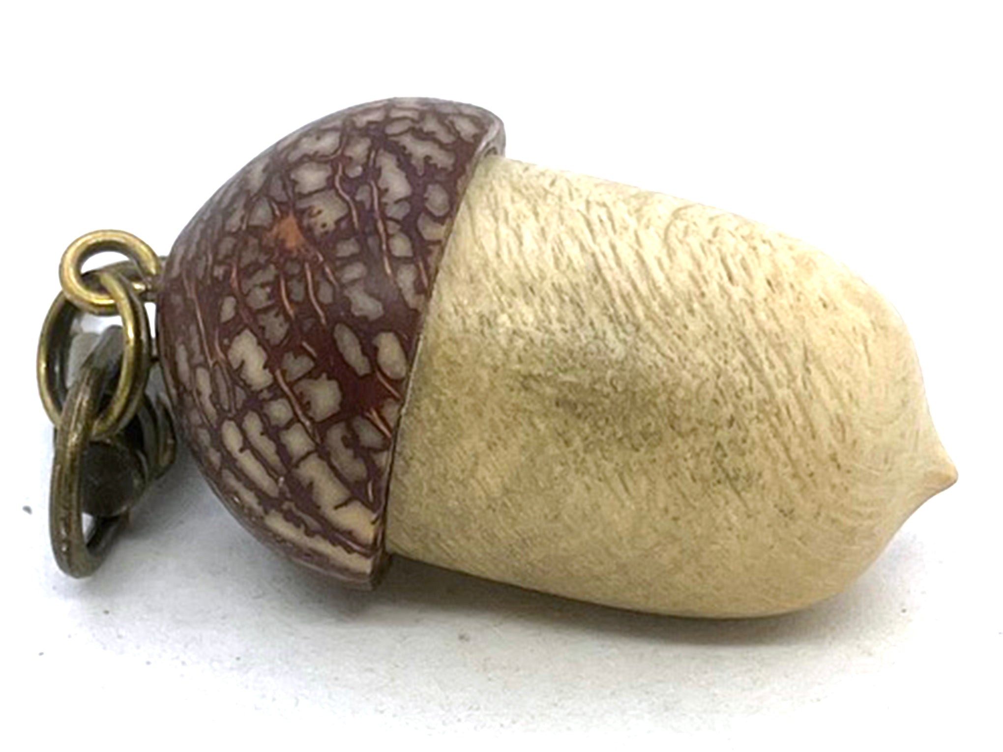 LV-5670 Holly & Betelnut Acorn Pendant Box, Charm, Pill Holder-SCREW CAP