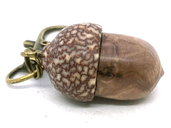 LV-5671 Acorn Pendant Box, Pill Fob from Balau Burl & Betel Nut-SCREW CAP