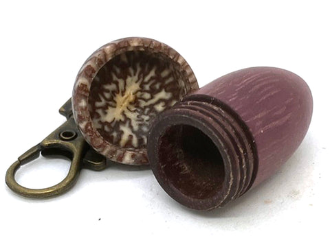 LV-5673  Purpleheart with Betelnut Acorn Pendant Box-Screw Cap