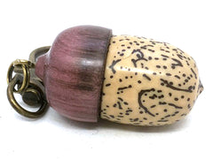 LV-5674 Yollilo Palm Nut & Purpleheart Acorn Pendant Box, Charm, Pill Holder-SCREW CAP