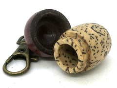 LV-5674 Yollilo Palm Nut & Purpleheart Acorn Pendant Box, Charm, Pill Holder-SCREW CAP