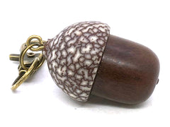 LV-5675 Leadwood & Betelnut Acorn Pendant Box, Pill Fob, Secret Compartment-SCREW CAP
