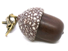 LV-5675 Leadwood & Betelnut Acorn Pendant Box, Pill Fob, Secret Compartment-SCREW CAP