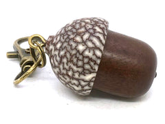 LV-5675 Leadwood & Betelnut Acorn Pendant Box, Pill Fob, Secret Compartment-SCREW CAP