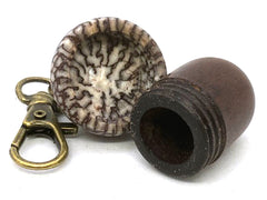 LV-5675 Leadwood & Betelnut Acorn Pendant Box, Pill Fob, Secret Compartment-SCREW CAP