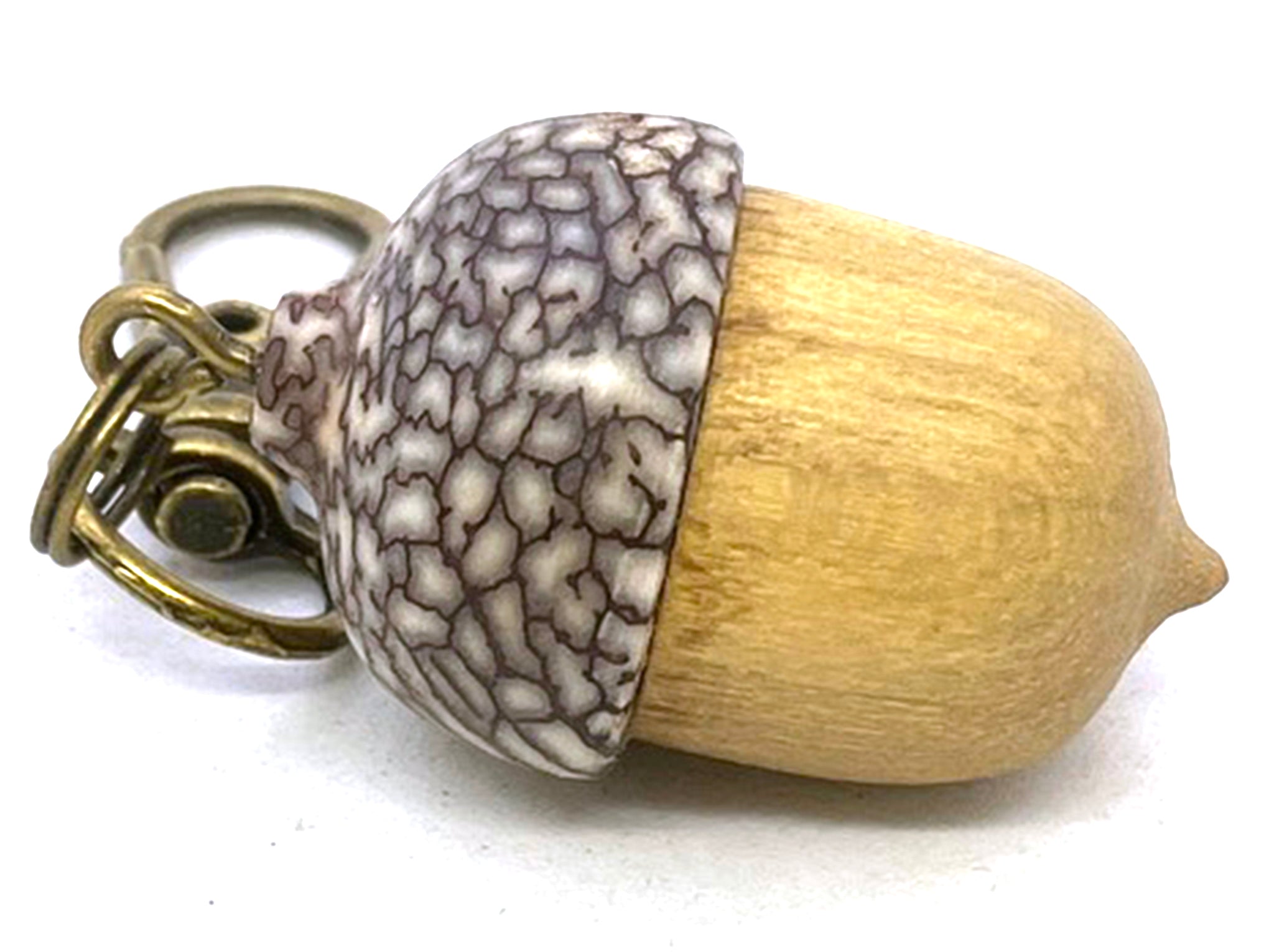 LV-5684 Acorn Pendant Box, Charm, Pill Holder from Real Yellow Wood & Betelnut-SCREW CAP