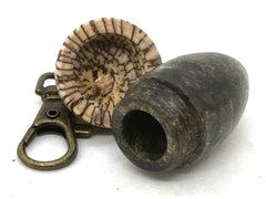 LV-5687  Buckeye Burl & Betelnut Acorn Pill Box, Pendant Box-SCREW CAP
