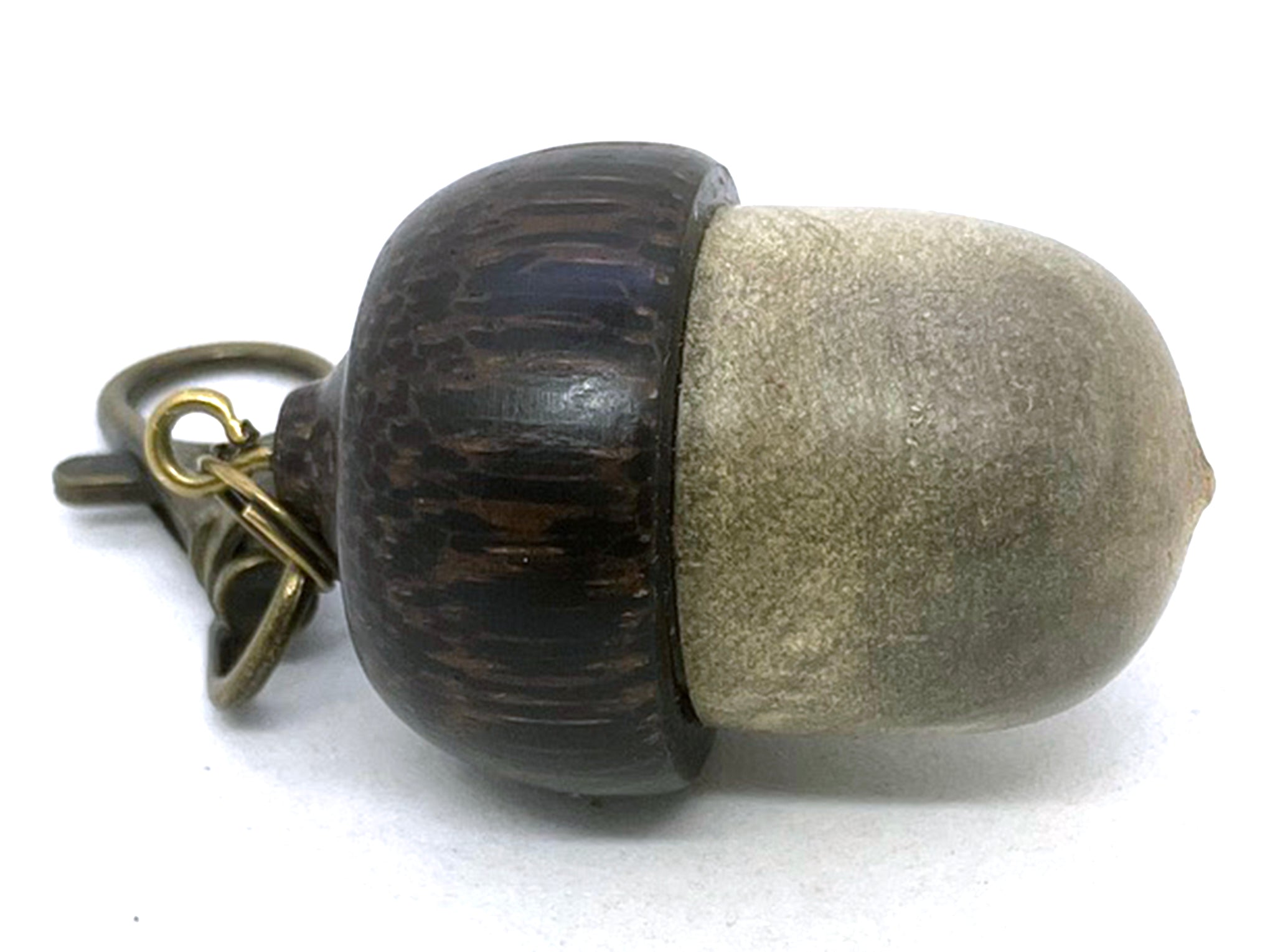 LV-5691  Buckeye & Black Palm  Acorn Box, Pill Holder, Compartment Pendant-SCREW CAP