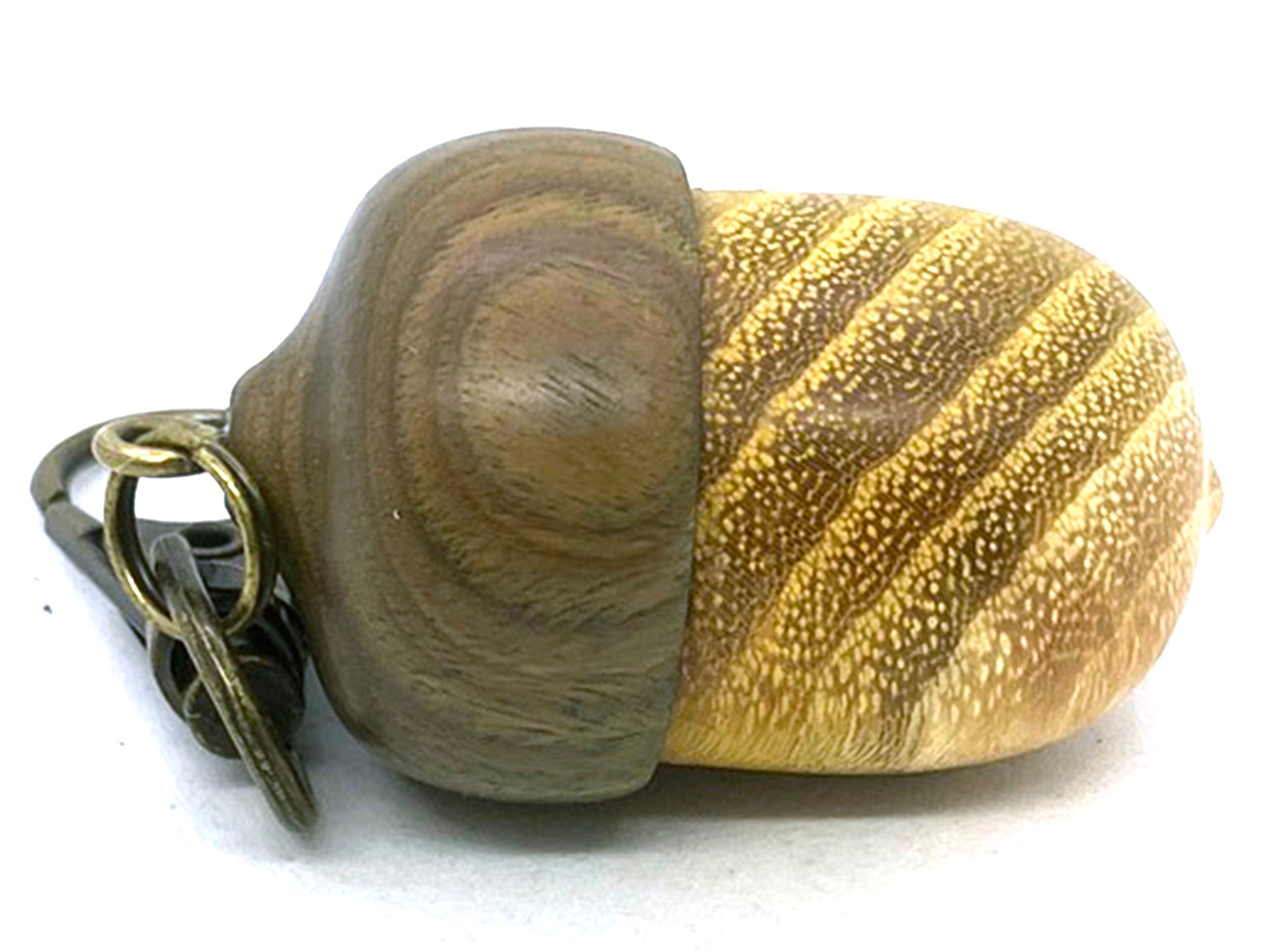 LV-5696  Osage Orange & Verawood Acorn Pendant Box, Charm, Pill Holder-SCREW CAP