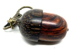 LV-5697 Cocobolo Rosewood & Black Palm Acorn Pendant Box, Pill Fob, Secret Compartment-SCREW CAP