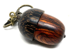 LV-5697 Cocobolo Rosewood & Black Palm Acorn Pendant Box, Pill Fob, Secret Compartment-SCREW CAP
