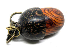 LV-5697 Cocobolo Rosewood & Black Palm Acorn Pendant Box, Pill Fob, Secret Compartment-SCREW CAP