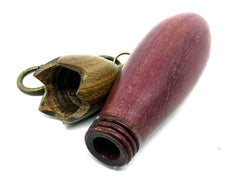 LV-5703 Purpleheart & Verawood Eggplant Pendant Box, Needle Case, Jewelry Box-SCREW CAP