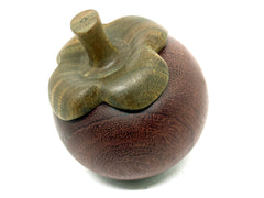 LV-5705  Purpleheart and Verawood Mangosteen Threaded Container, Jewelry Box, Pill Box