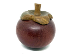 LV-5705  Purpleheart and Verawood Mangosteen Threaded Container, Jewelry Box, Pill Box