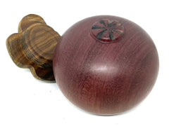 LV-5705  Purpleheart and Verawood Mangosteen Threaded Container, Jewelry Box, Pill Box