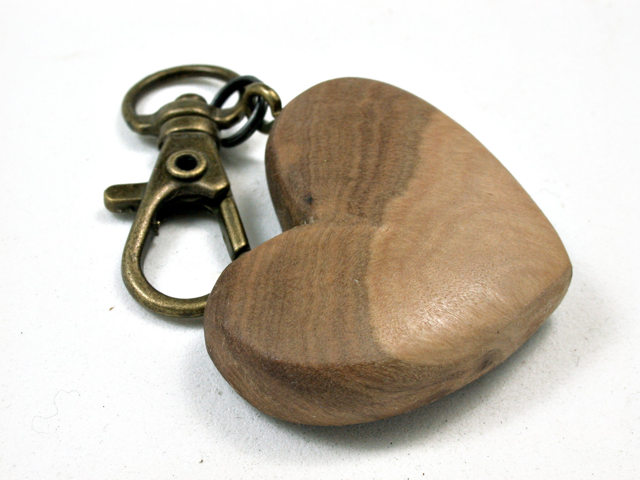 LV-1738 Corrugata Burl Wooden Heart Shaped Charm, Keychain, Wedding Favor-HAND CARVED