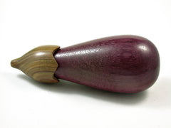 LV-2635 Purpleheart & Verawood Eggplant Threaded Box, Needle Case, Jewelry Box-SCREW CAP